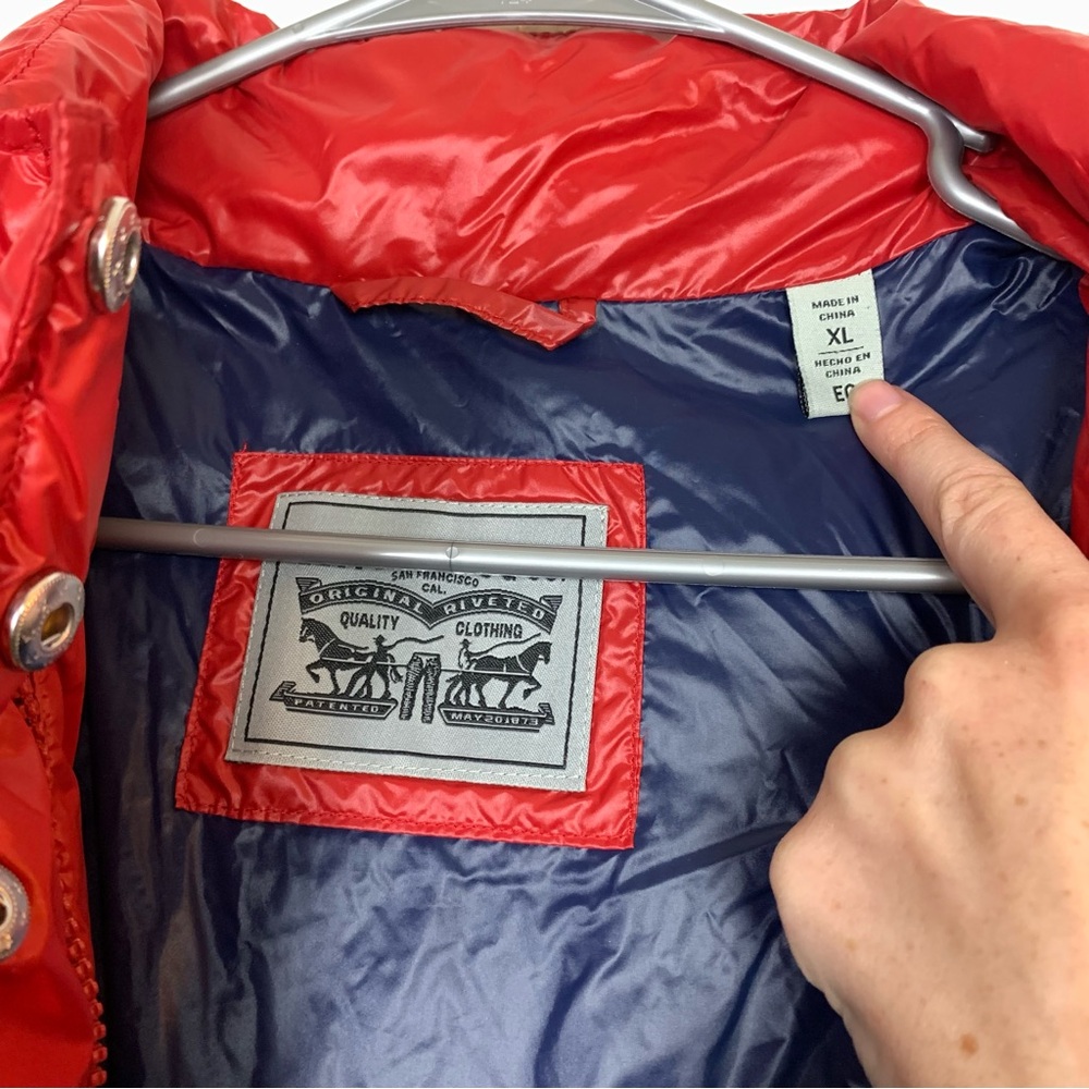 Levi’s striped colorblock sam cropped puffer jacket size xl - Picture 7 of 12